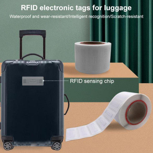 Étiquettes de bagages NFC autocollantes avec capteur intelligent, puce RF UHF RFID, taille : 74 x 22 mm SR95011746-06